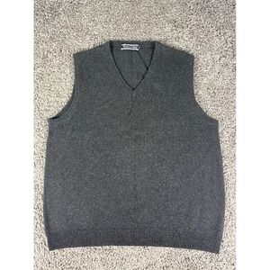 WoolOvers Mens Charcoal Gray 100% Pure New Wool V-Neck Sweater Vest Size L